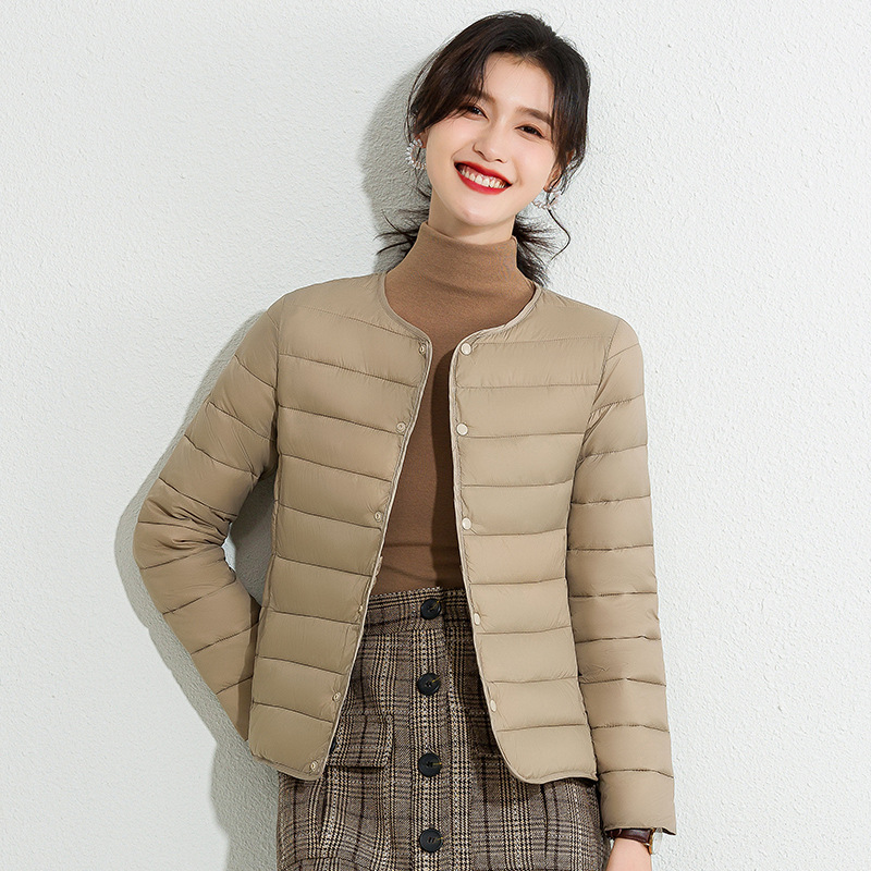 Women's winter new round-neck liner cotton-padded jacket, slim-fitting bottoming V-neck, solid color, slim, warm, short, thin and small cotton-padded jacket
