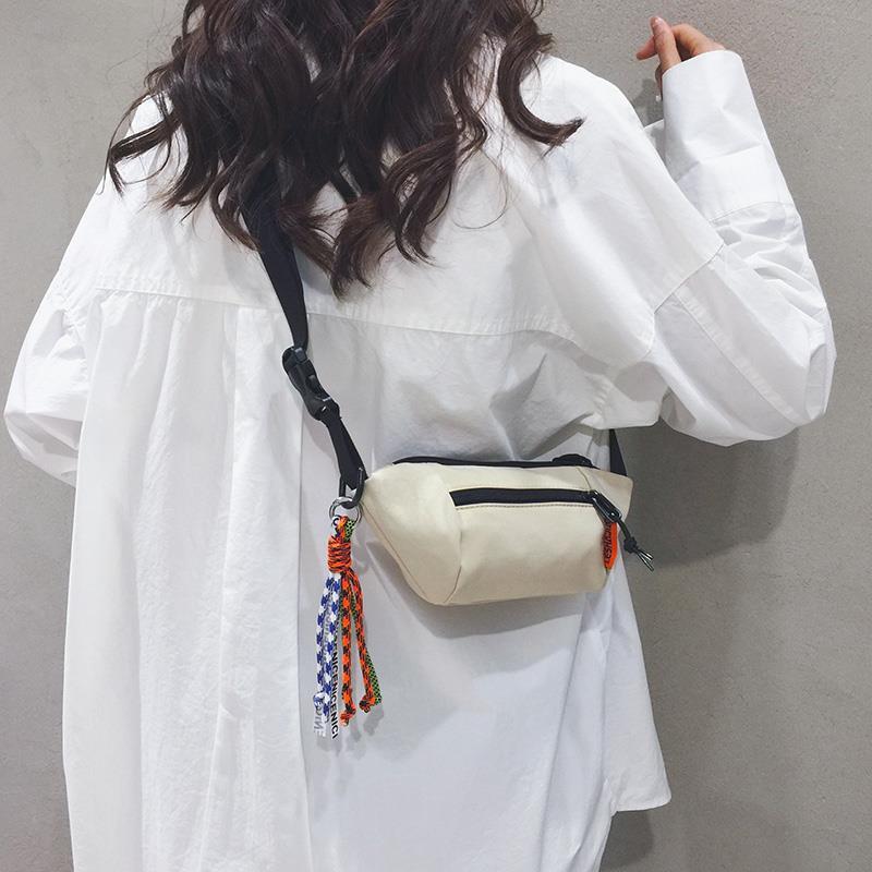 Japanese trendy niche mini canvas mobile phone bag women's crossbody bag simple casual shoulder bag boy's small shoulder bag
