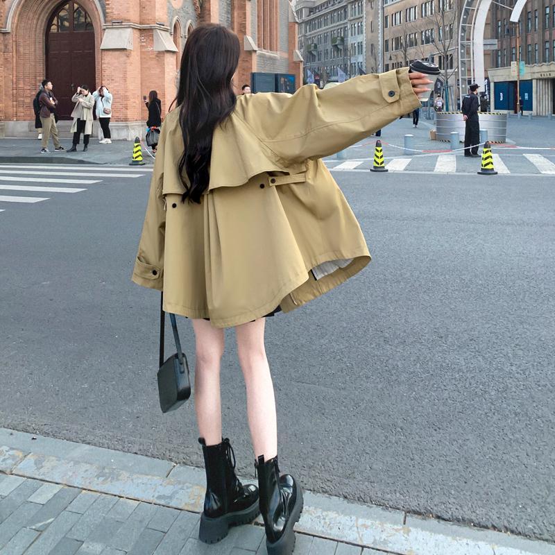 Casual short Korean style windbreaker jacket for women spring and autumn new high-end design niche street cloak coat