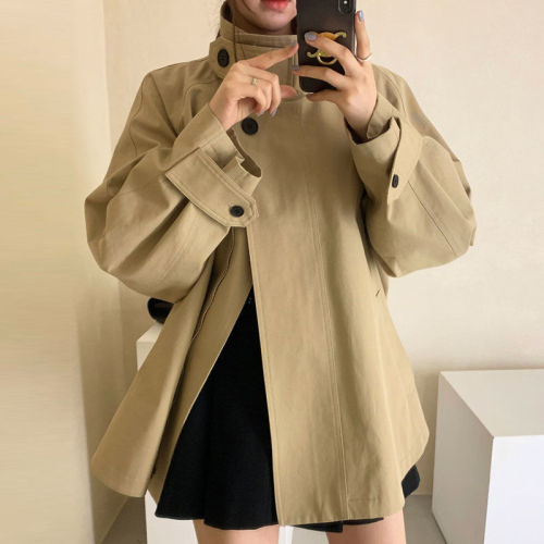 2024 New Spring and Autumn Stand Collar Windbreaker Coat Women Korean Style Casual Popular Loose Design Small Coat