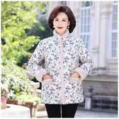 Western style 2024 loose plus velvet mother's new cotton coat jacket warm cotton jacket middle-aged and elderly short cotton coat women's clothing