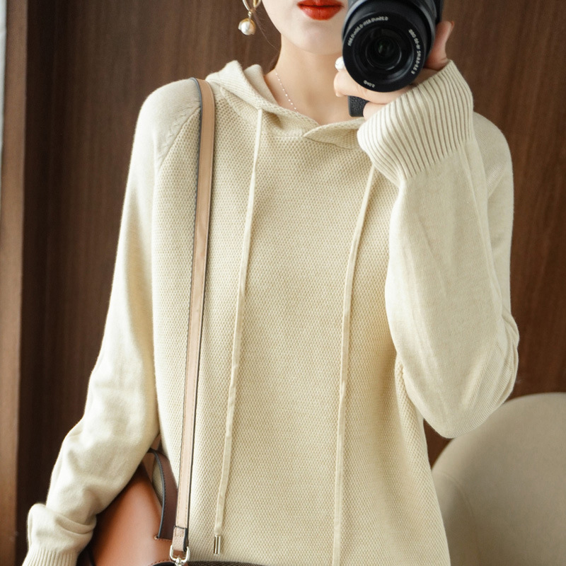 Hooded sweatshirt for women spring and autumn 2024 new hoodie bottoming sweater with knitted sweater casual large size hooded sweater for women