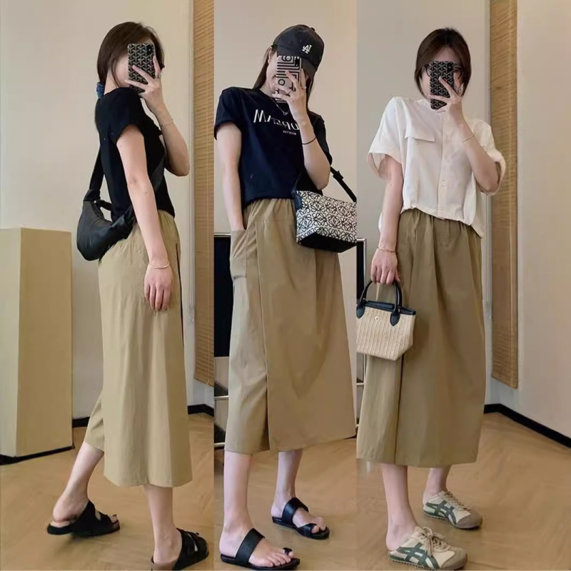 2024 new summer style cool and breathable culottes, fashionable and slim, umbrella skirt, workwear skirt, female Xiaohongshu same style foreign trade