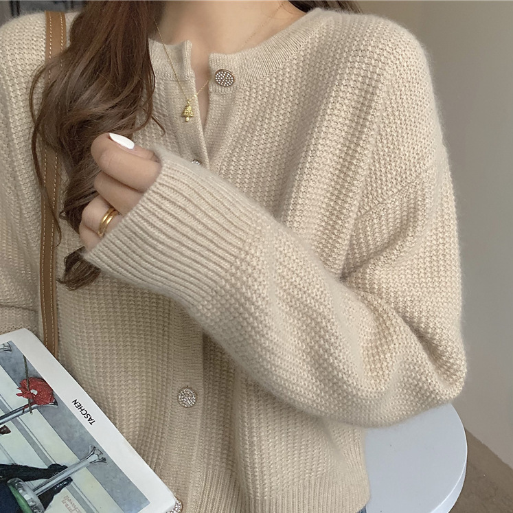 Autumn New Women's Lazy Style Knitted Sweater Cardigan Women's Korean Style Small Sweater Jacket Women's Top Trendy