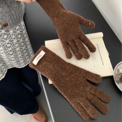 ins wind point yarn finger gloves women's autumn and winter warm fingerless touch screen gloves versatile pure wool knitted gloves