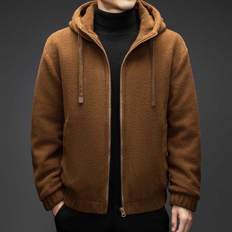 Stand collar down jacket men's winter 2024 new plus velvet thickened granular velvet men's polar fleece winter fleece jacket
