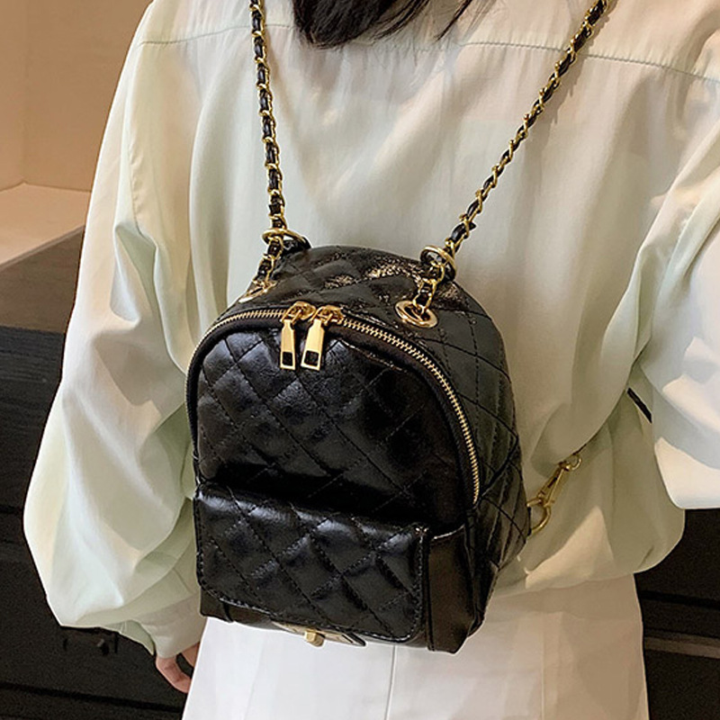 Women's bag new high quality light luxury niche design plaid backpack Korean version student commuting chain bag