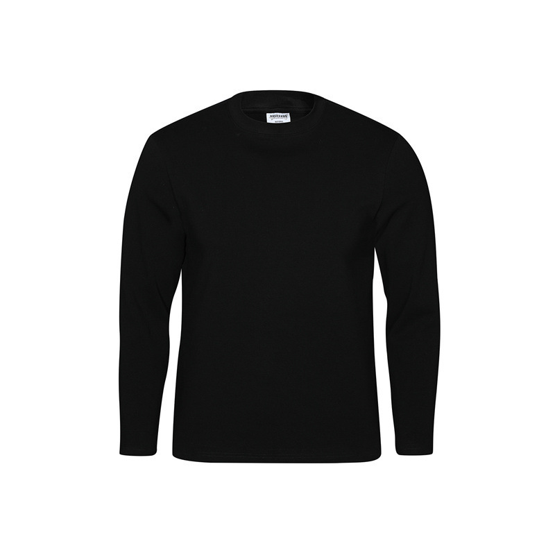 280g solid white bottoming shirt, simple slim fit, right shoulder, American heavyweight cotton long-sleeved T-shirt pullover