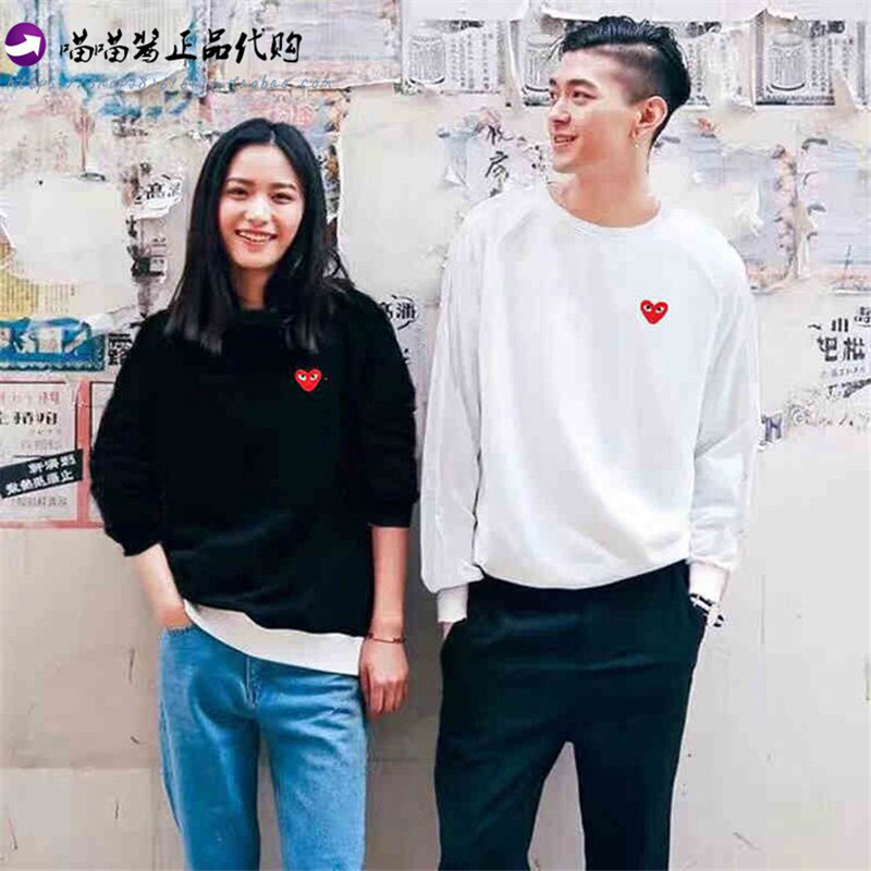 Kawajiu Japanese trendy brand sweatshirt with love embroidery Baoling PLAY red heart pullover sweatshirt for men and women, couples and parent-child wear
