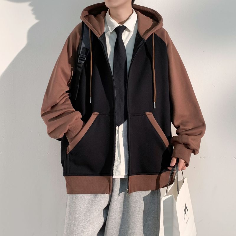 Hooded cardigan sweatshirt for men spring and autumn 2024 new fashion brand Hong Kong style couple jacket loose trendy jacket for men
