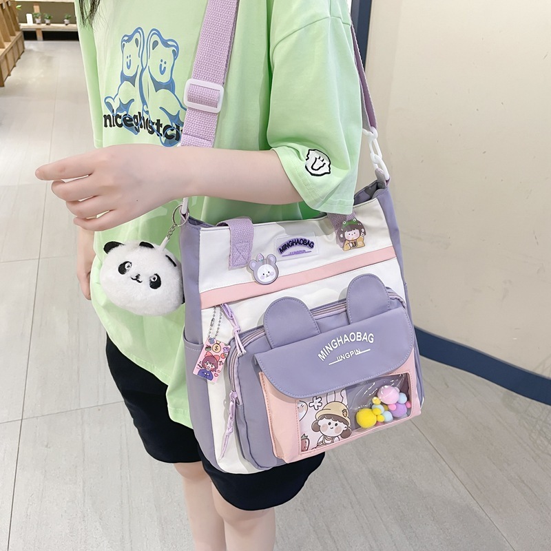 New middle school student tutoring portable shoulder bag Korean style literary fresh girl crossbody bag Japanese trendy backpack