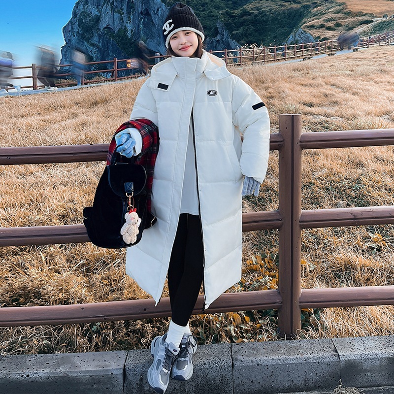 Down jacket for women 2024 new winter mid-length thickened over-the-knee small medium-sized theater arts exam cotton-padded jacket for women