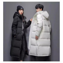 2024 winter new down cotton coats for men and women, same style couple cotton coats, casual long knee-high hooded cotton-padded jackets