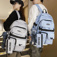 Japanese Harajuku workwear style school bag large capacity middle school student backpack retro men's functional American campus style backpack