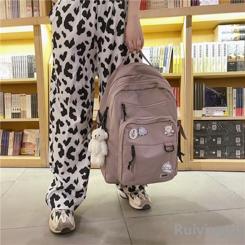 Cross-border large-capacity multi-pocket schoolbag female college student backpack computer bag junior high school student high school campus backpack