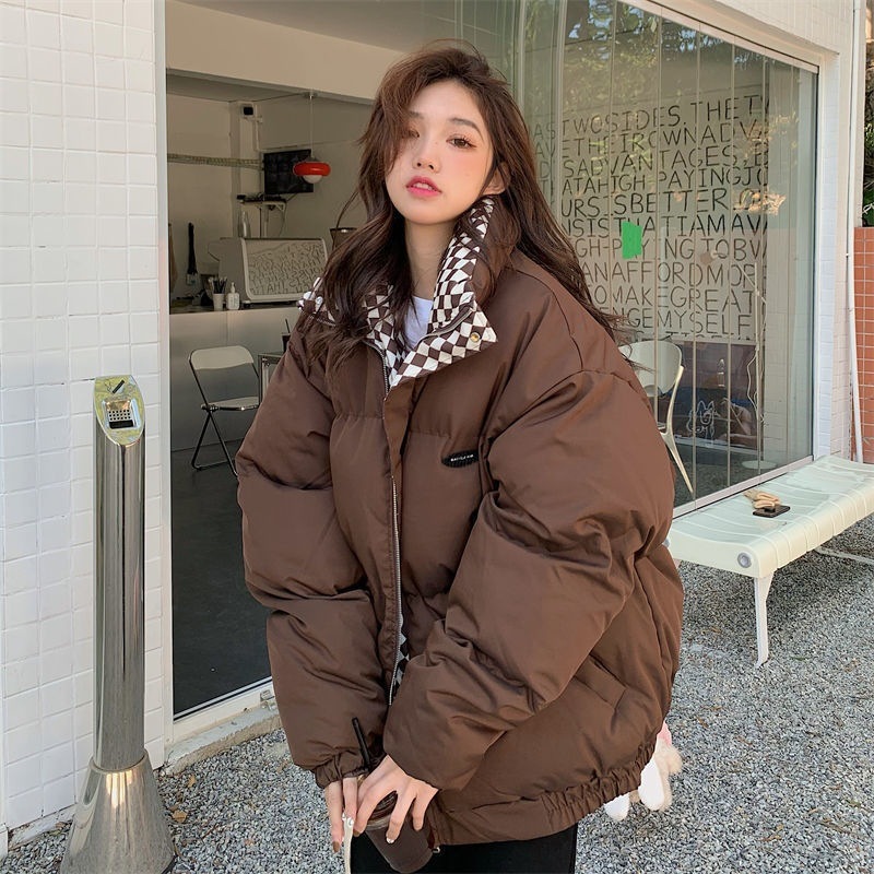 New winter cotton-padded clothes for women, loose BF style stand-up collar short cotton-padded clothes, cotton-padded jackets, trendy thickened bread clothes
