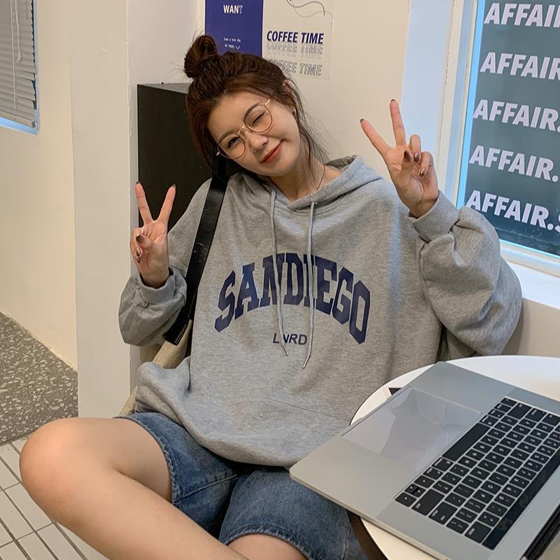 New style sweatshirt for women in autumn new Korean version loose hooded letter pullover fashion casual versatile ins trend