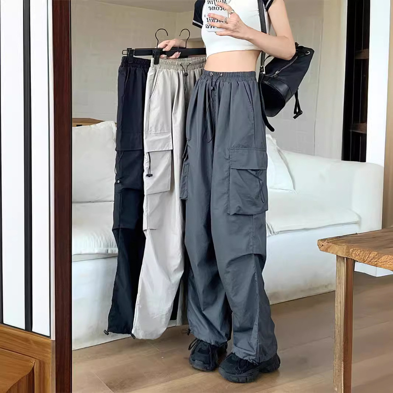 Work pants women's thin high-waisted wide-leg trousers spring 2024 new loose sun protection casual sports pants