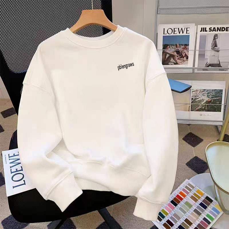 Spring and autumn new pure cotton round neck sweatshirt terry bottoming shirt for men and women sweatshirt top solid color sports couple shirt wholesale