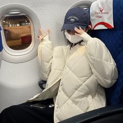 2024 Autumn and Winter New Down Jackets Women's Lightweight Hong Kong Style Short Diamond Check Lightweight Cotton Clothes Loose Jackets