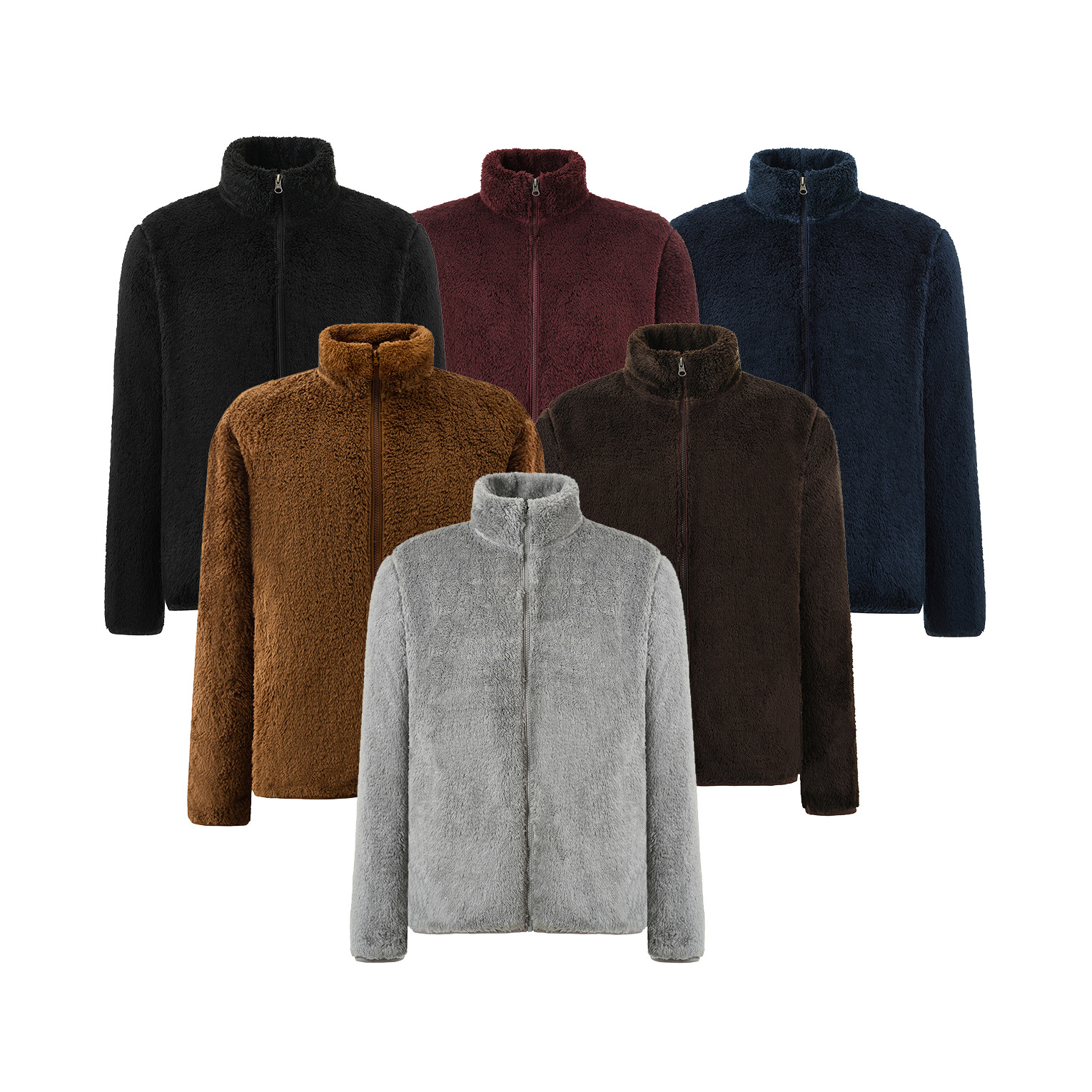 Polar fleece jacket men's double-sided fleece autumn and winter thickened warm outdoor fleece top middle-aged and elderly embroidered