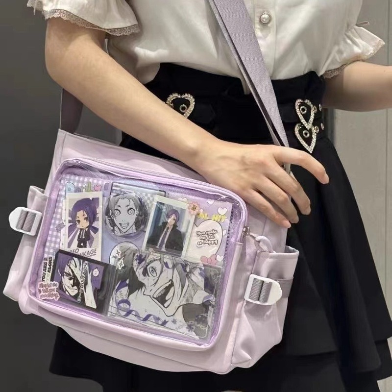 New Japanese all-match transparent bar bag shoulder bag for school books two-dimensional bag women's large capacity casual bag