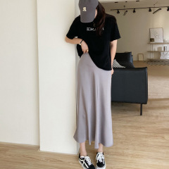 2024 summer new style imitation acetate satin skirt for women, temperament commuting Korean style high waist hip solid color skirt