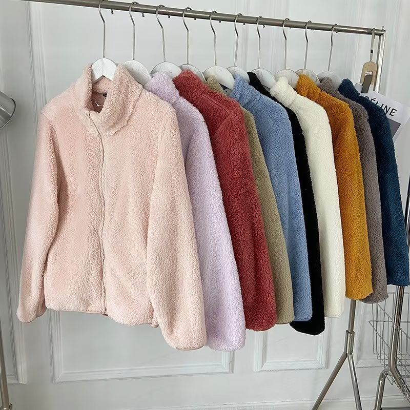 Autumn and winter women's thickened double-sided velvet sweatshirt new versatile plush polar fleece long-sleeved plush warm zipper jacket