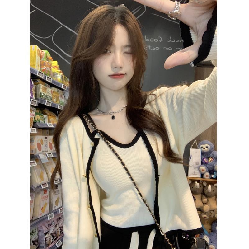 Xiaoxiangfeng long-sleeved knitted cardigan jacket women's autumn design niche loose slimming short outer top