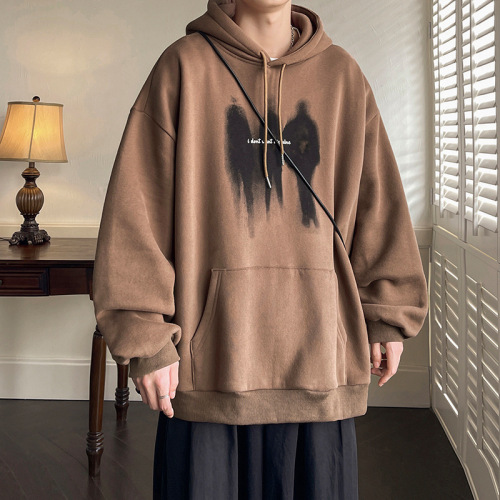 Hooded sweatshirt men's trendy brand hip-hop American oversize high street couple heavy hoodie youth jacket autumn and winter