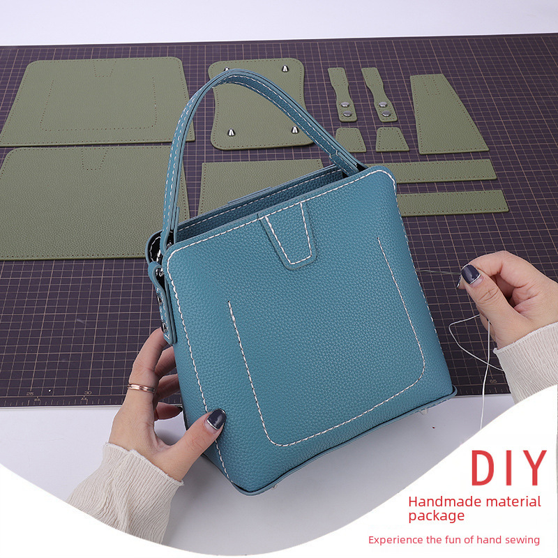 New new style weaving DIY material bag homemade shoulder crossbody handbag trendy bucket bag source of supply