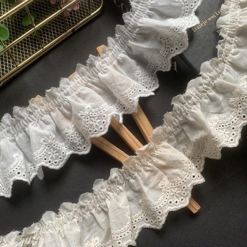 Cotton pleated lace decorative curtains handmade diy fabric children's clothing skirt hem sleeves clothing accessories