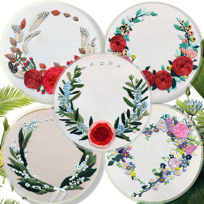 Original 3D embroidery for beginners, handmade creative embroidery diy hand-held flower cross stitch European material package tutorial
