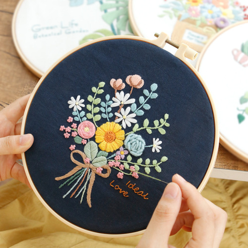 Embroidery diy handmade self-embroidered flowers for beginners material package gift ribbon Nordic fresh embroidery embroidery