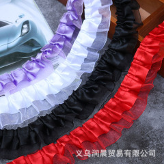 Spot 4cm satin cloth snow gauze with double layer wrinkled lace clothes collar clothing hood skirt hem crafts DIY