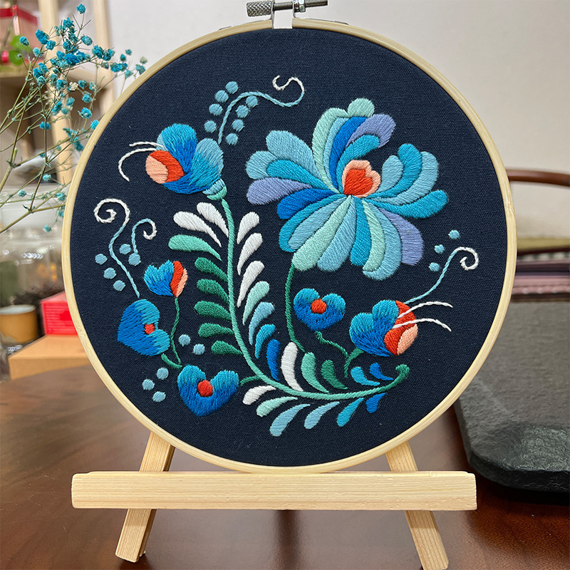 Handmade diy hanging painting three-dimensional flowers French foreign trade non-poke embroidery needle and thread set Lu embroidery novice decorative painting