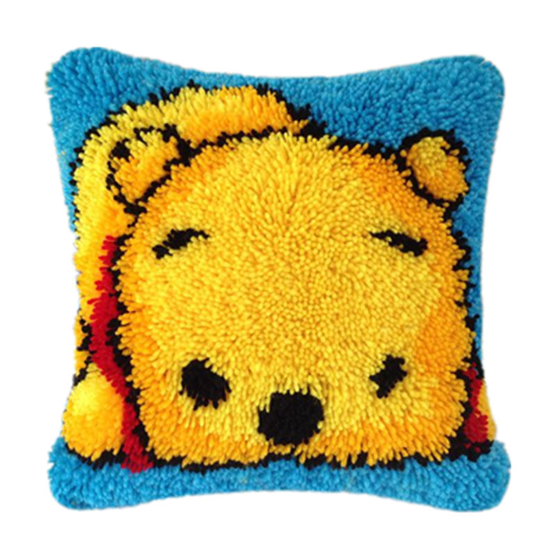 Color printed net segment embroidery pillow, cross stitch pillow, wool embroidery cushion, student handicraft class backrest cartoon for boyfriend