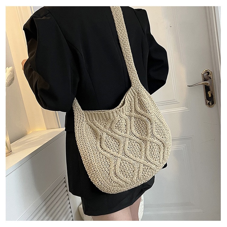 New Amazon exclusive bag knitted bag crossbody bag solid color tote bag twist bag retro bag women's bag trendy