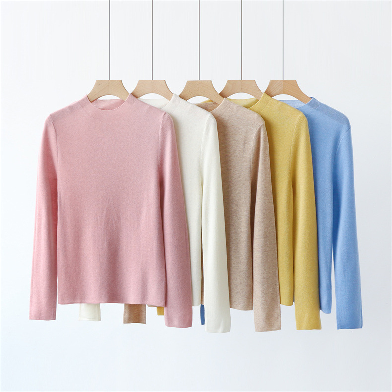 33% superfine wool series autumn and winter half turtleneck slimming bottoming sweater with sweater top 6058