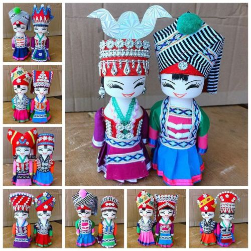 Yunnan ethnic minority dolls, puppets, handmade dolls, tourist handicraft dolls, wooden dolls