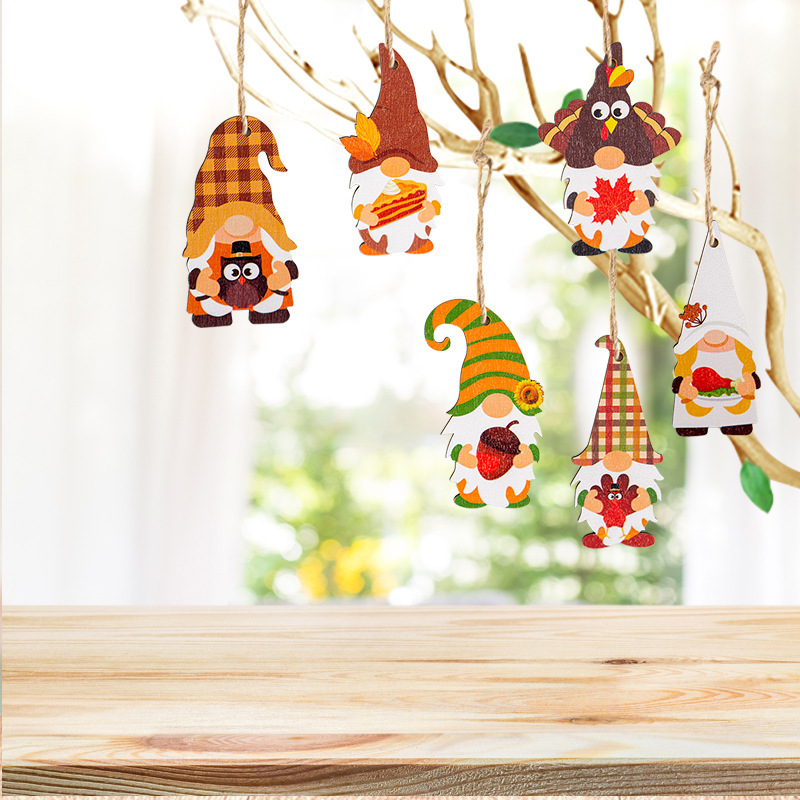 Cross-border new products autumn Thanksgiving wooden dwarf pumpkin DIY decorations autumn tree hangings home decorations
