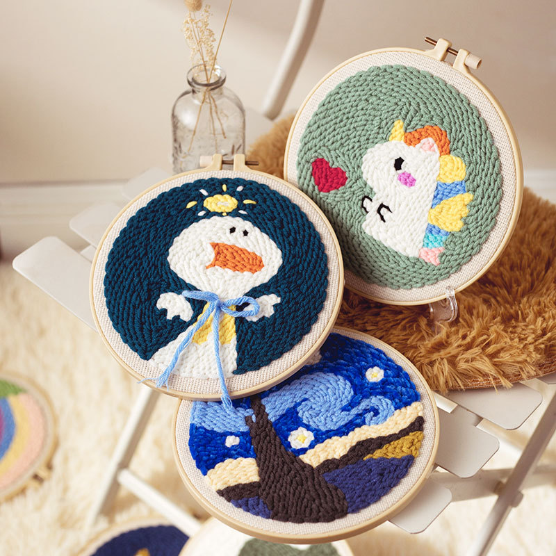 Wool stamp embroidery materials stamp painting wool embroidery children's handmade diy kit embroidery material package Russian stamp embroidery