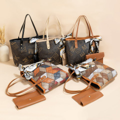 Multicolor diamond print handbag 2024 new fashion trend women's combination bag coin purse silk scarf shoulder bag