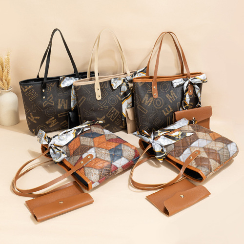 Multicolor diamond print handbag 2024 new fashion trend women's combination bag coin purse silk scarf shoulder bag