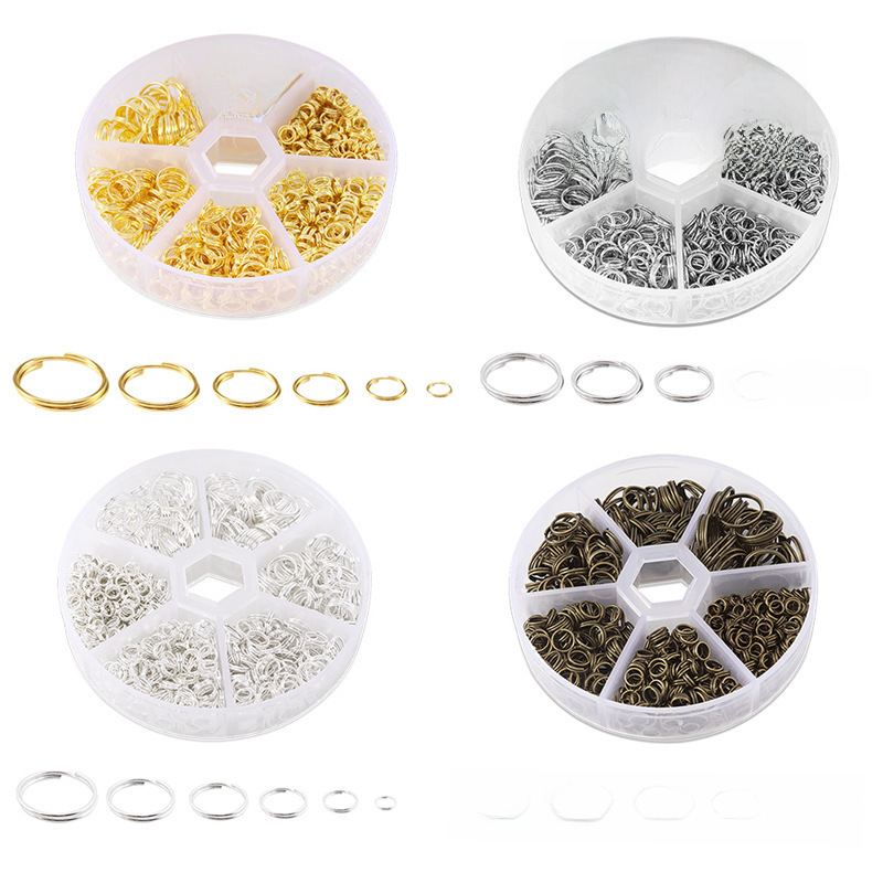 Handmade diy iron double circle jump ring box decoration accessories gold silver ancient bronze key ring shein label