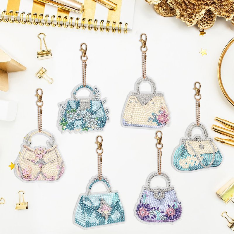 DIY new product diamond painting special-shaped diamond key chain handbag creative diamond stickers children's handmade dot diamonds double-sided diamond stickers