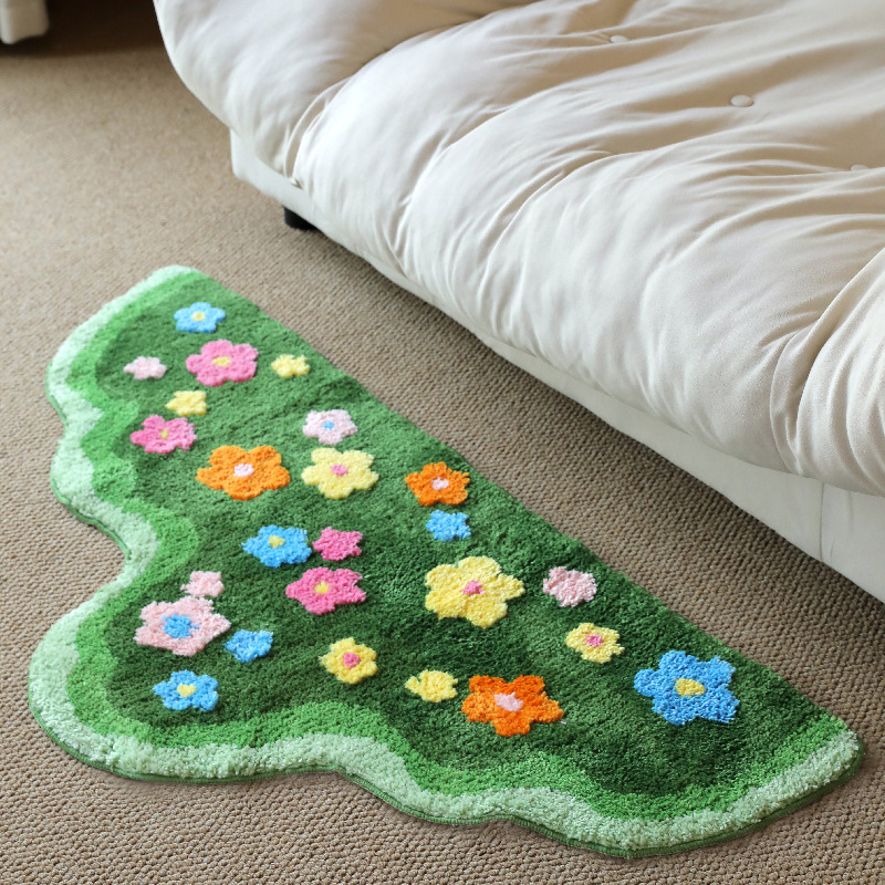 Flocked carpet, tufted carpet, bedroom bedside carpet, living room stain-resistant and easy-care moss carpet