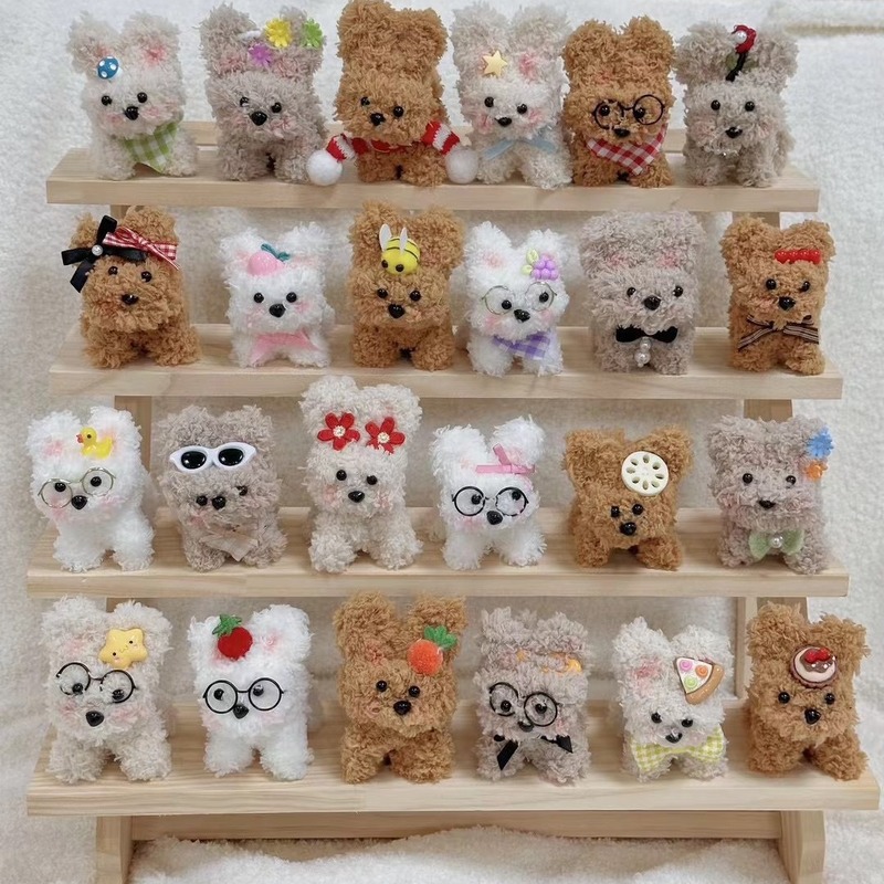[Finished Product] Twist Stick Plush Puppy White Internet Celebrity Handmade Product Girly Heart Cute Gift for Girls