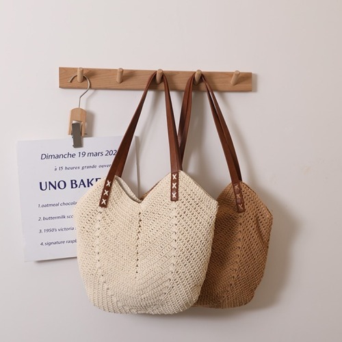 Cross-border supply single shoulder cotton woven bag new casual straw bag vacation style beach bag versatile niche women's bag
