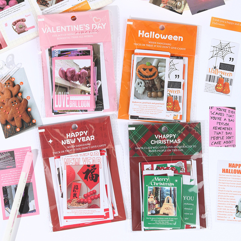 Xinqixin 50 IG limited-time dynamic sticker pack, romantic Halloween, New Year and Christmas style beautiful handbook stickers